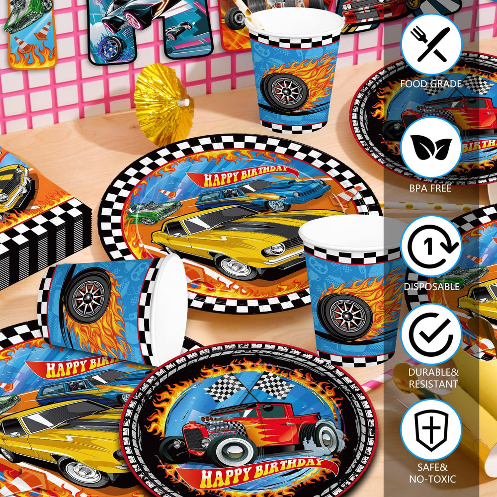 JVORFDG race car napkins 6.5inch, simplify quick cleanup during play.