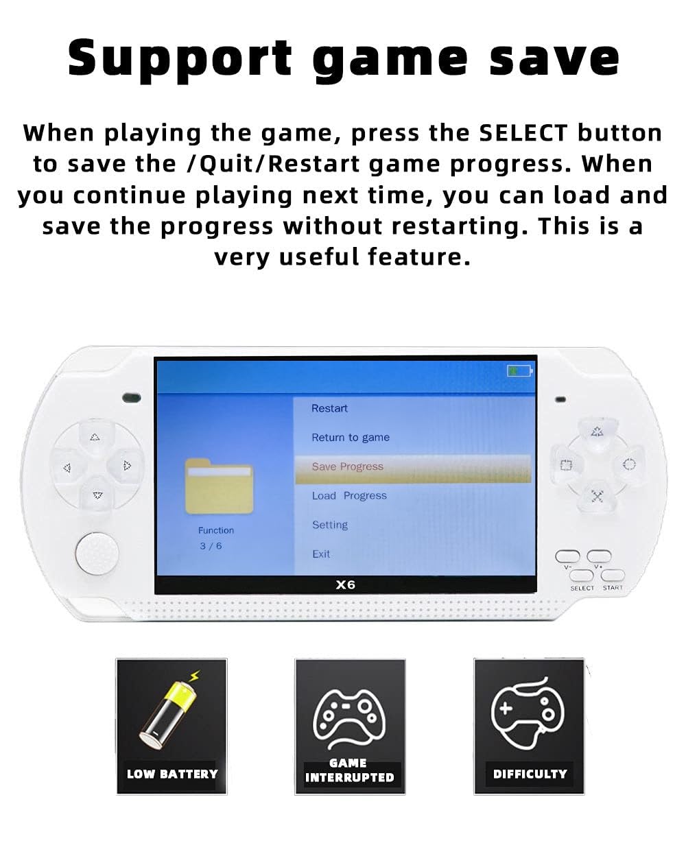 JXD handheld console with 2000 games offering diverse retro titles.