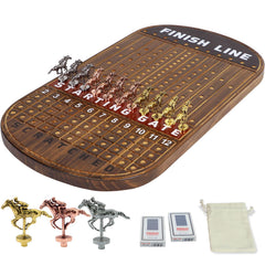 Jyquorp Horse Race Board top view highlights durable wooden construction for family play.