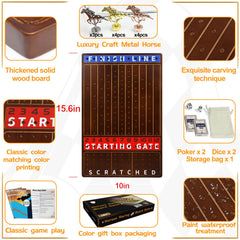 Jyquorp metal horse race board game wooden board texture highlighting thick wooden slab.