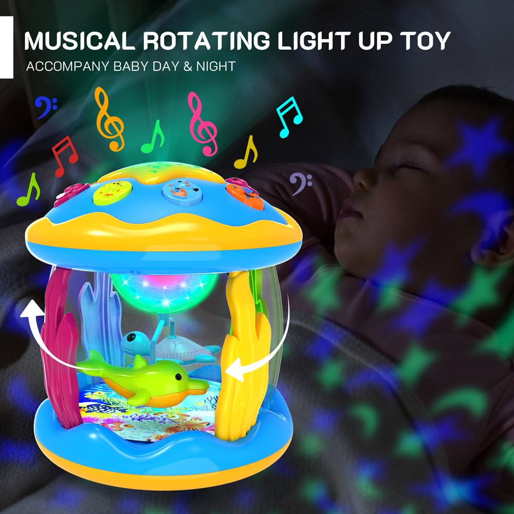 Jyusmile 360° ocean world rotation featuring dolphin and turtle for imagination.