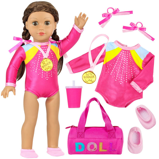K.T. Fancy pink leotard on an 18-inch doll for imaginative dress-up play.
