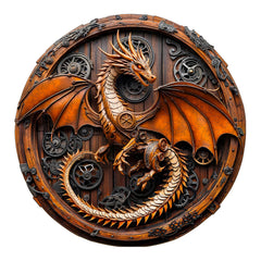 KAAYEE Dragon 3D puzzle front view with gears and metallic wings; ideal decor.