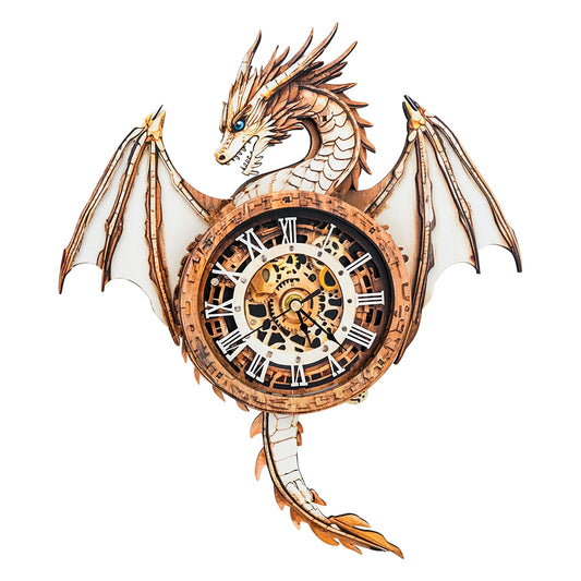 KAAYEE dragon clock puzzle front view showing intricate dragon design for wall decor
