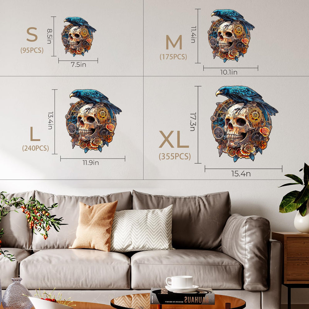 KAAYEE Mechanical Skull puzzle on table: invites family game night.