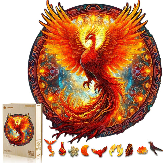 KAAYEE Phoenix wooden puzzle full view shows vibrant colors for living room display