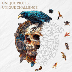 KAAYEE Raven puzzle on shelf: unique 3D decor after completion.