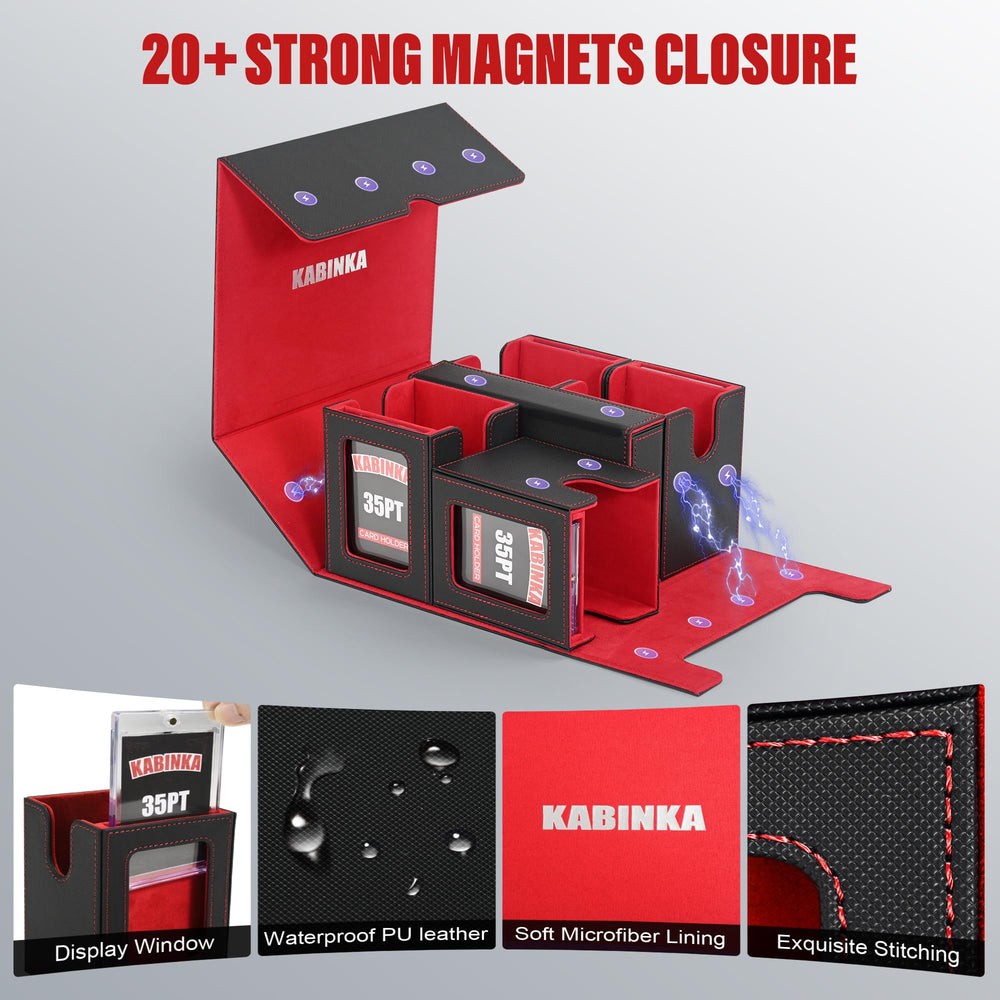 Holds 400+ cards and 100+ double-sleeved per case.