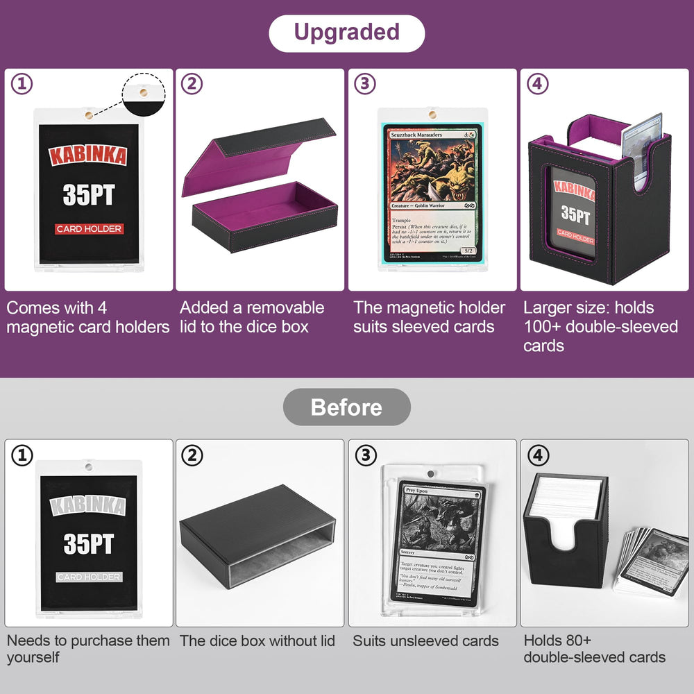 Kabinka Commander deck box display window showcases cards for quick access during matches.