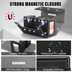 Kabinka deck box includes two magnetic card holders for protection.