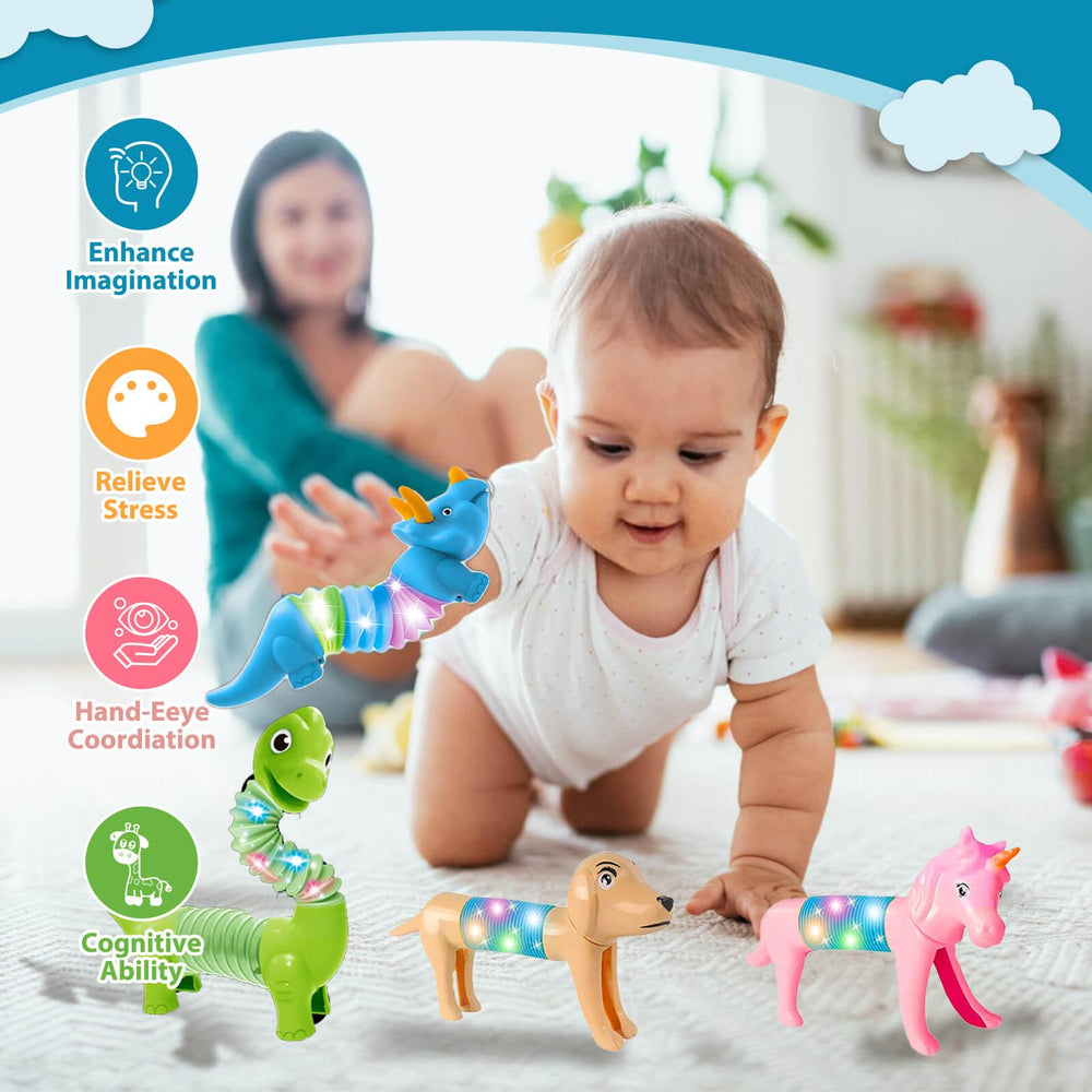 Kabvry LED dog Animal Pop Tube supports tactile exploration and creative shaping.