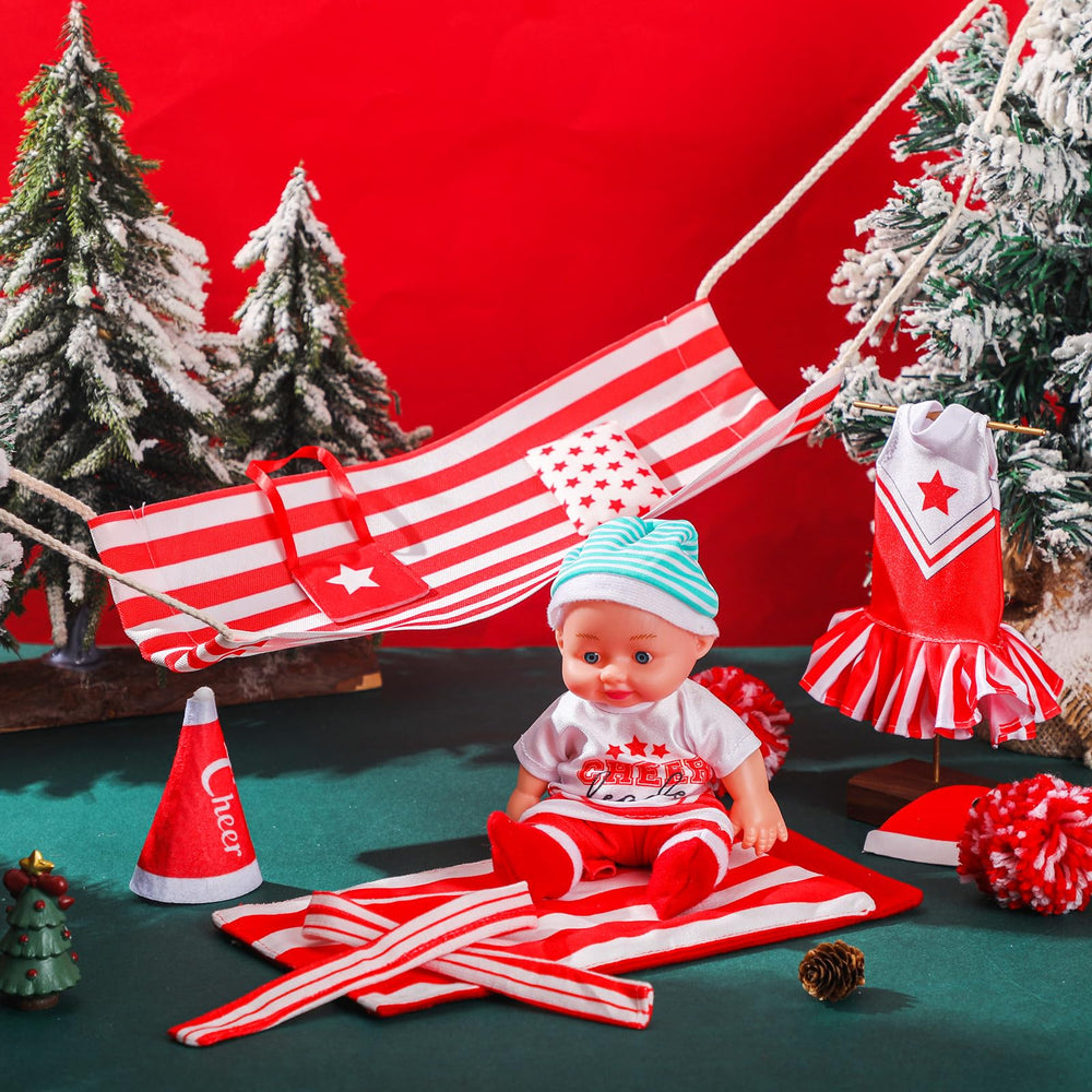 Kacctyen Christmas doll kit pompoms complete cheerful cheerleader look.