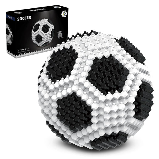 KADELE soccer ball assembly demonstrates intricate polyhedral design for desk display.