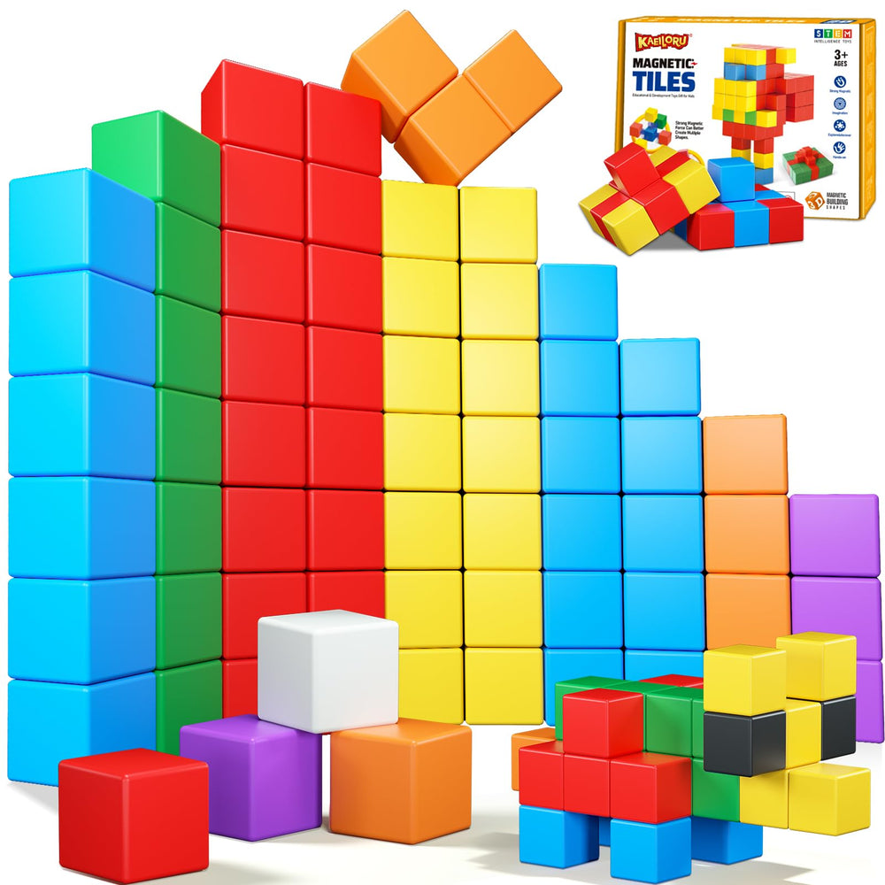 KAEILORU magnetic blocks 32pcs cubes encouraging imaginative play and hands-on STEM exploration.
