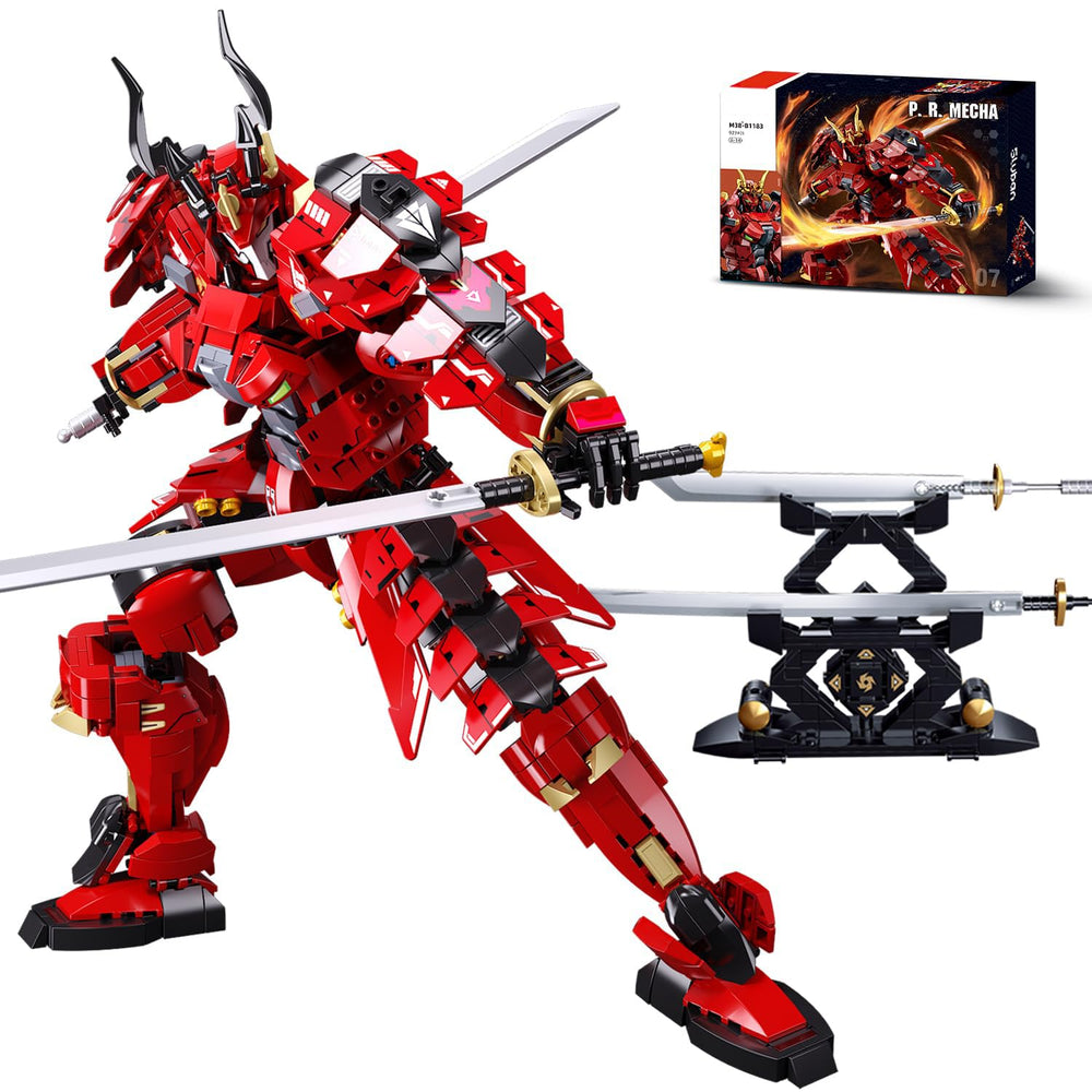 Kafei samurai warrior sword assembly with bold red and black armor for immersive play