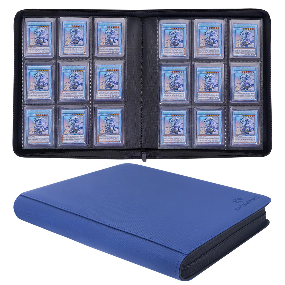 KAGSWAMO Toploader Binder front cover in blue showcases premium protection and style