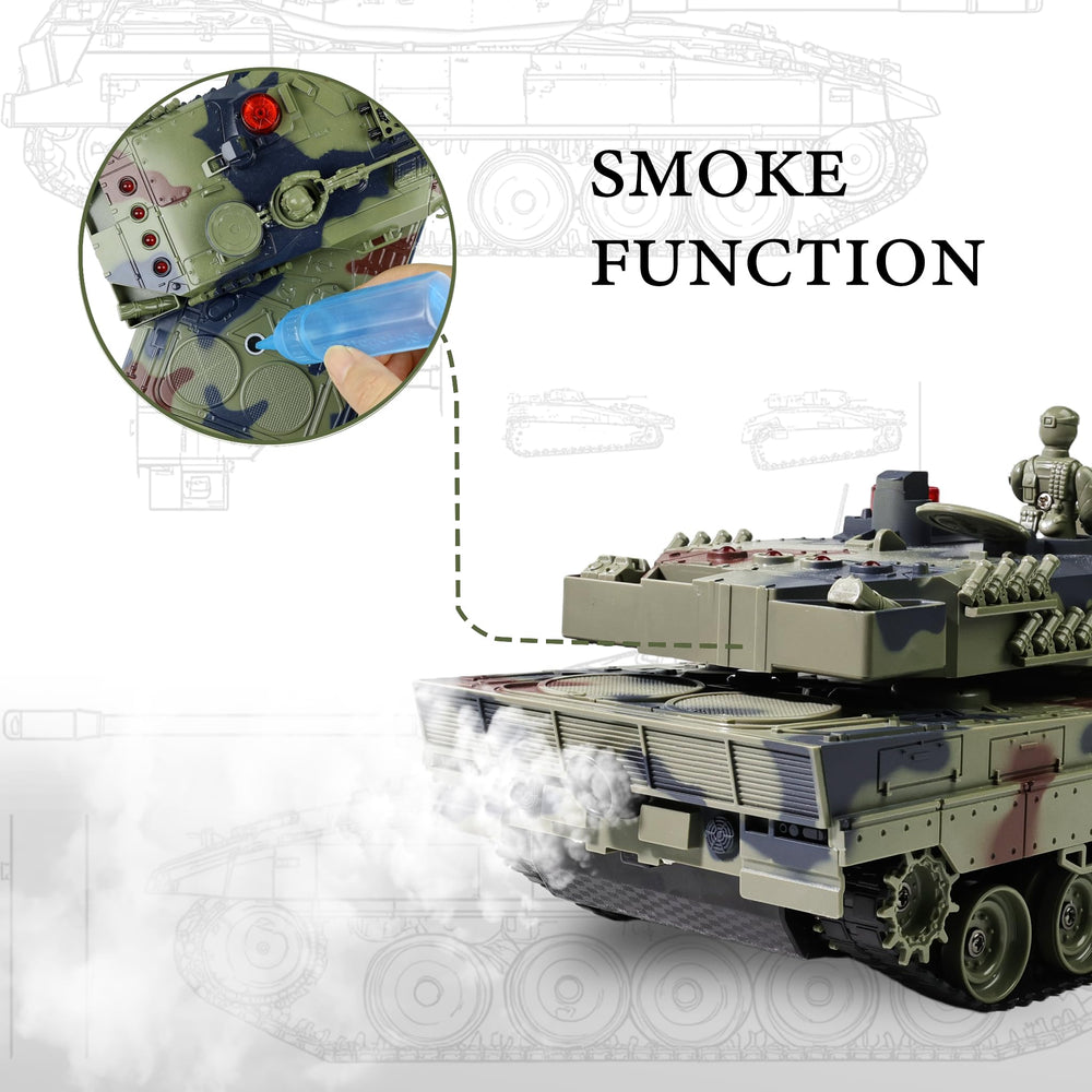 KAIM Ger Leopard II tank smoke effect image highlights real smoke feature for immersive play.
