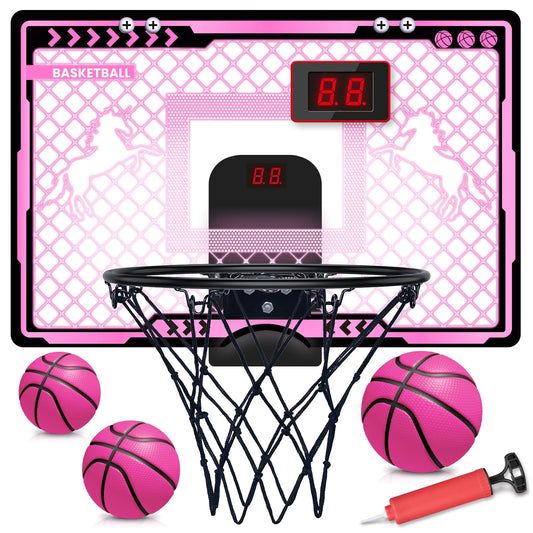 KAISASA pink unicorn backboard for kids indoor hoop, playful design invites active play