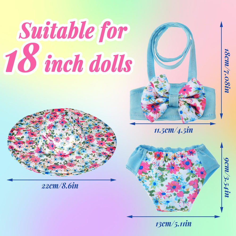 Kajaia sun hat for 18-inch dolls, beach-ready accessory.