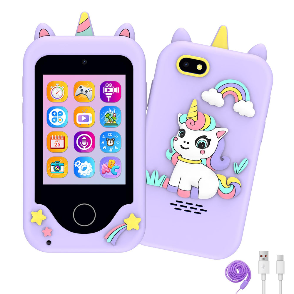 KAKTIN kids smart phone with 2.8-inch touchscreen for imaginative play and learning.