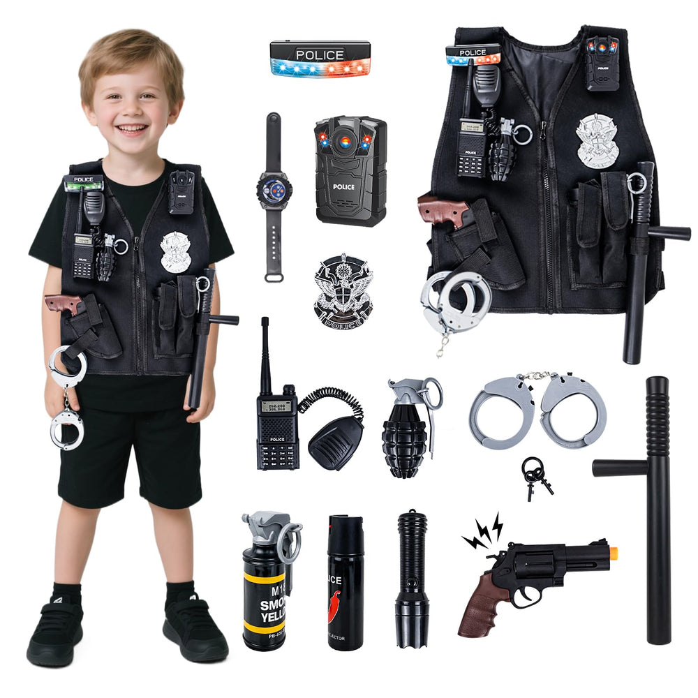 KalaDuck police costume swat vest adjustable for growing kids during imaginative play