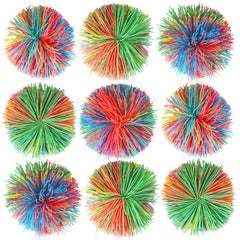 Kaloktuwa rainbow stringy ball in palm for tactile play and focus