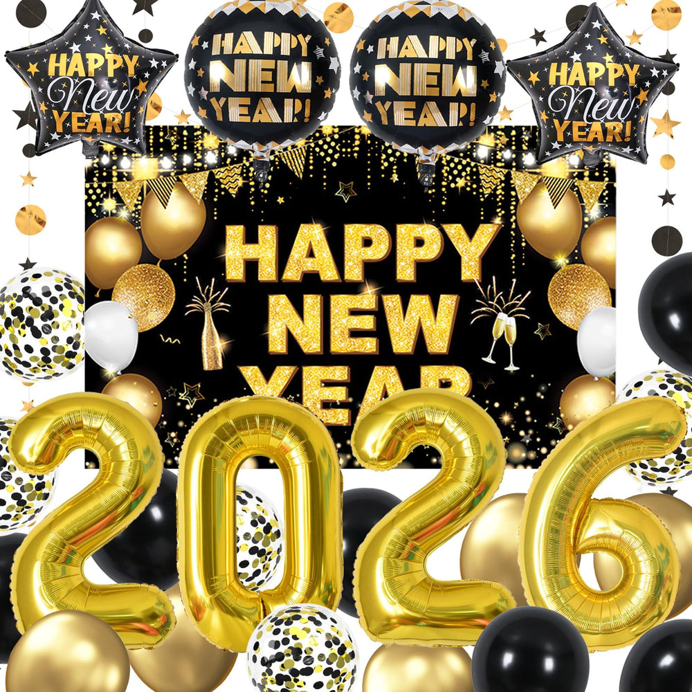 KALOR 2026 number balloons in gold create a bold focal point.
