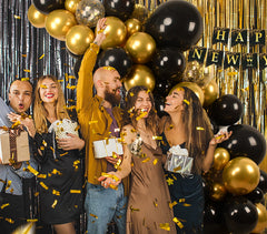 Kalor gold and black fringe swirls backdrop for dramatic photos