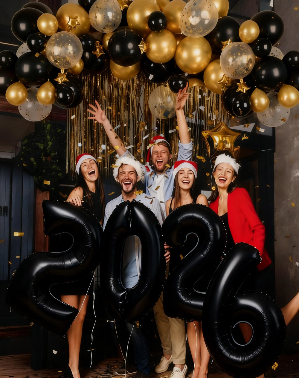 Kalor 122-piece latex balloons in black and metallic gold mix