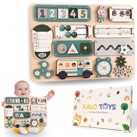 KALOTOYS Large Busy Board abacus close-up showcasing tactile counting for early numeracy.