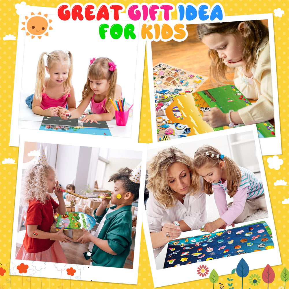 Kalysky 6Set Puffy Sticker Books portable handle design for travel and on-the-go play