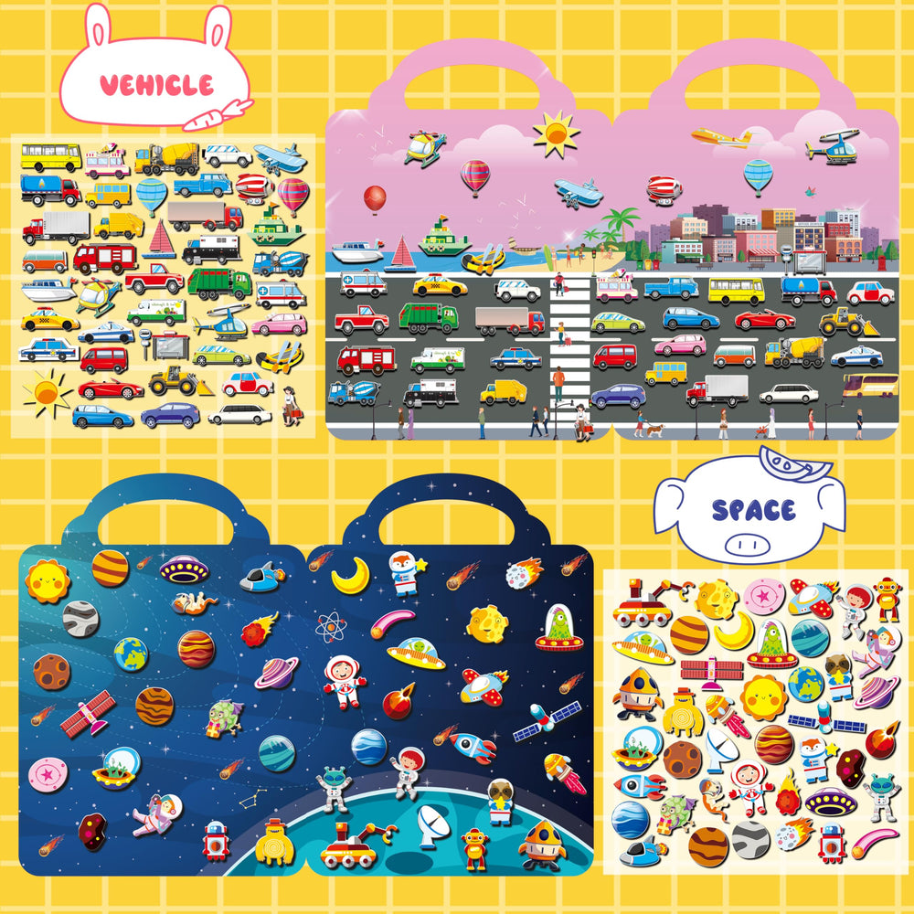 Kalysky 6Set Puffy Sticker Books Wild Animals theme supports exploration and language development