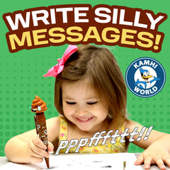 Kamhi World Farting Poop Pen in hand, ideal for holiday humor.