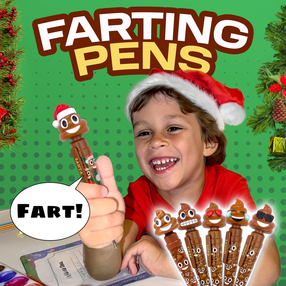 Kamhi World Farting Poop Pen showing seven fart sounds for family laughs.