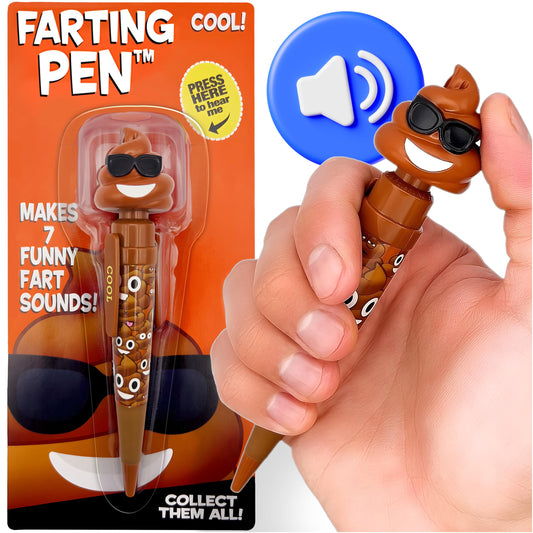 Kamhi World farting poop pen with sunglasses delivers Easter laughs.