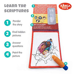 KangaToys Scripture story page with ponder questions for dialogue.