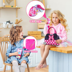 Kaodezhu pretend purse fake keys and cards for pretend shopping and access