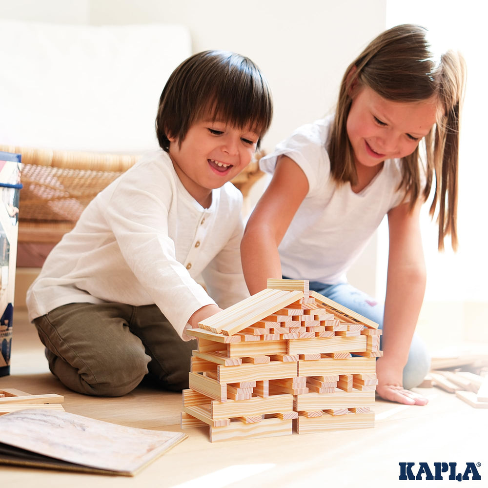 KAPLA bricks arranged on table in a simple layout