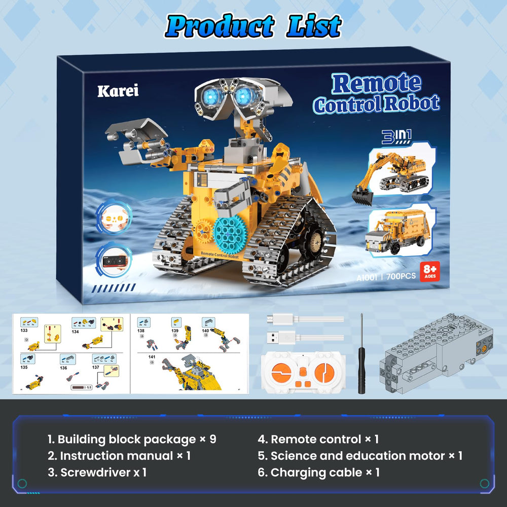 Karei robot building kit gift-ready box makes gifting and storage simple.