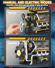 Karei V8 engine model kit crankshaft and fan display
