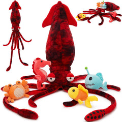Karister giant squid plush 41.3 inches for cozy hugs and imaginative play.