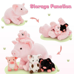 Karister pig family in playful poses for display