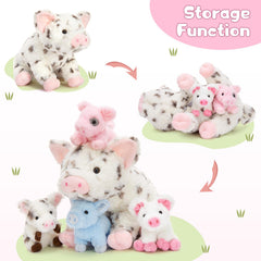 Karister piglets hidden inside mommy pig belly plush toy