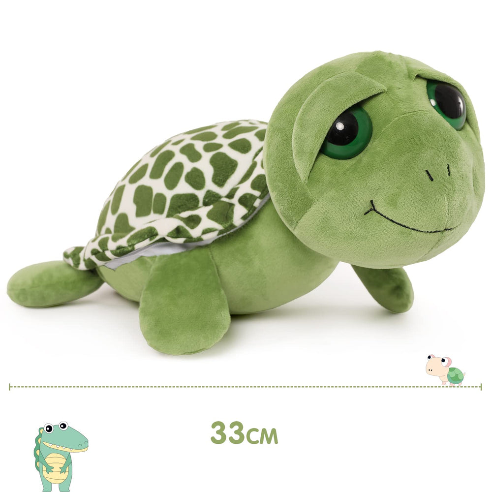 Ultra-soft and durable texture highlighted on Karister turtle for bedtime cuddles
