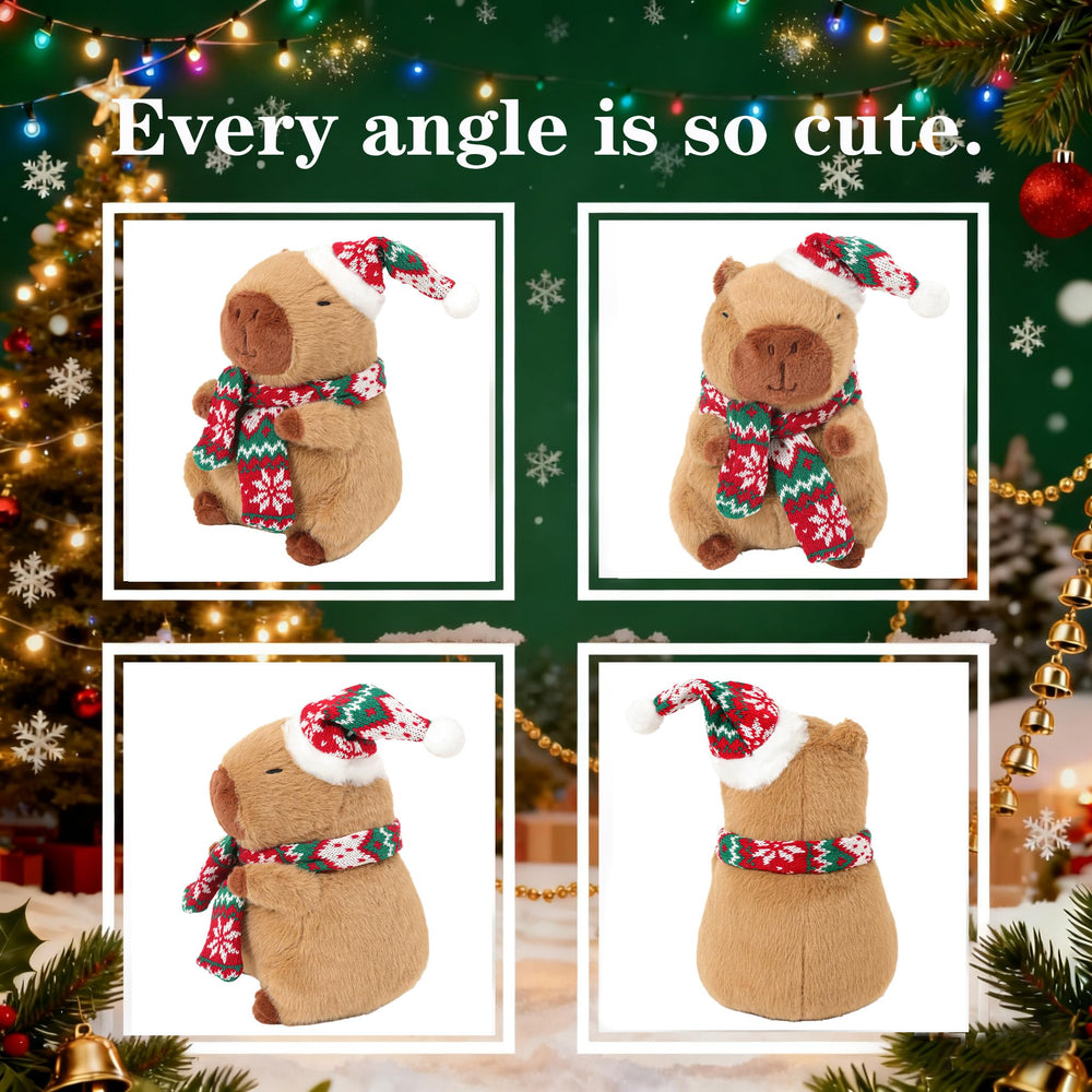 Karoeiwa capybara plush close-up scarf detail cozy knitted texture.