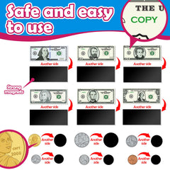 KASFALCI magnetic money set sticks to surfaces for flexible learning.