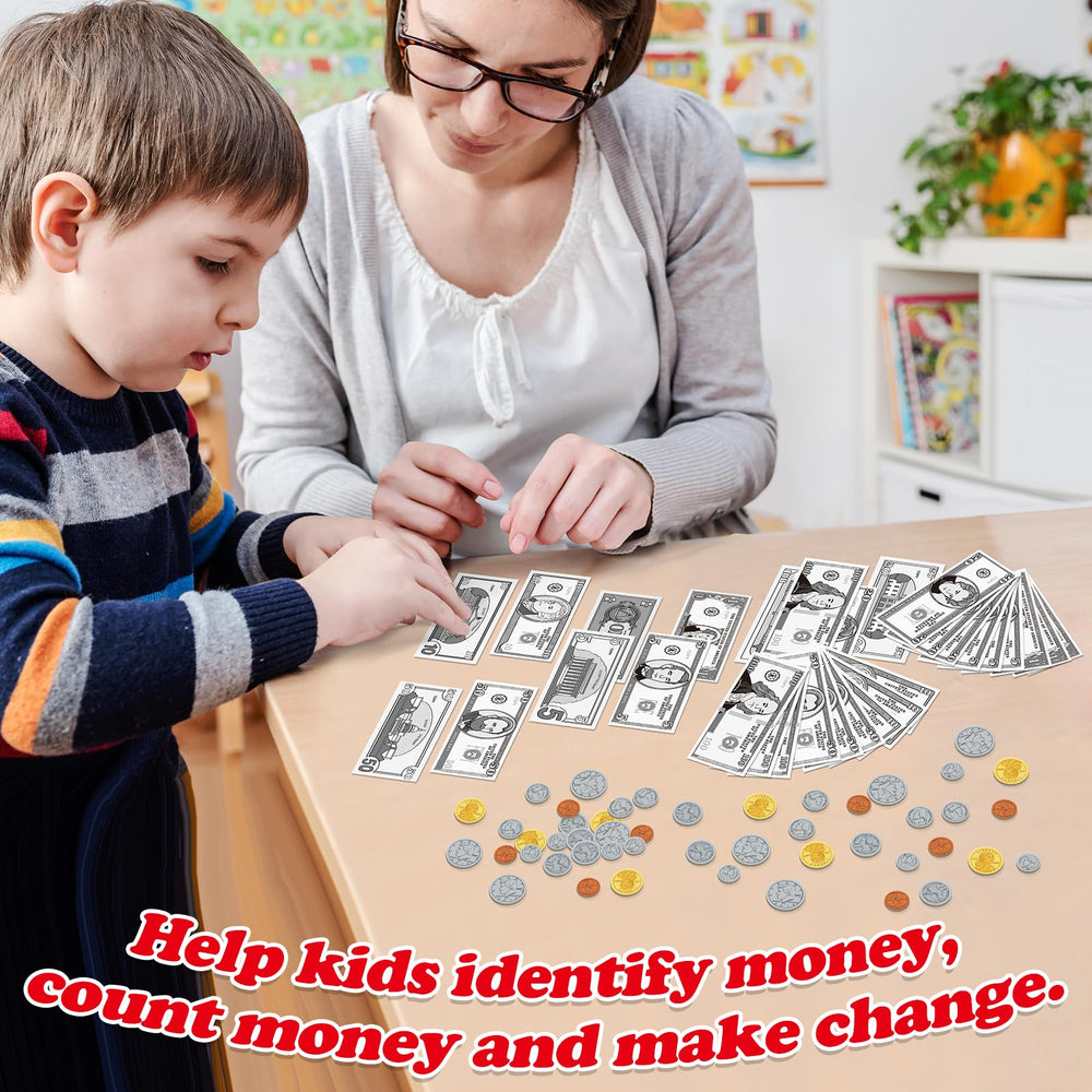 Kasfalci money activity set coins teaches coin recognition and quick addition through play.