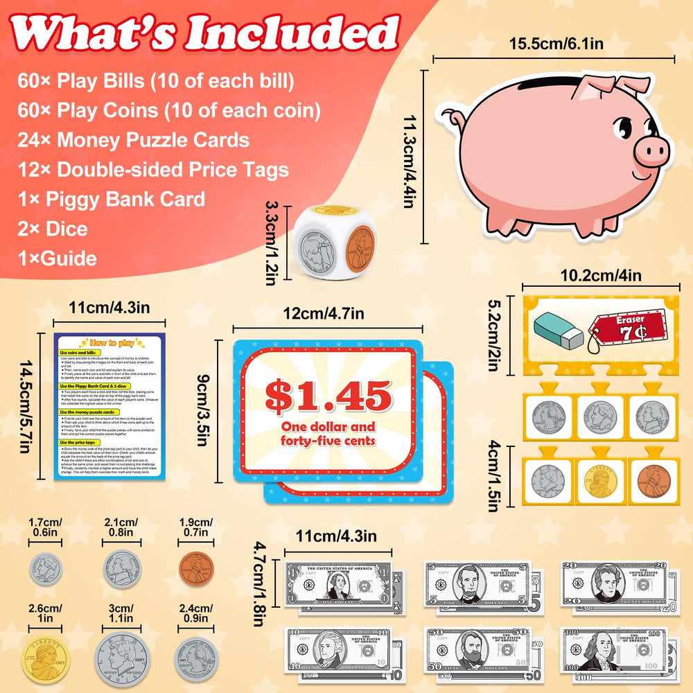 Kasfalci money activity set dice adds variety to math play and decision making.