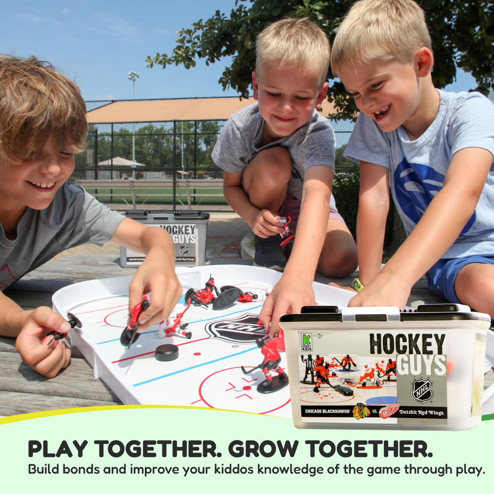 Kaskey Kids NHL Hockey Guys carry case keeps parts organized for travel and on-the-go fun.