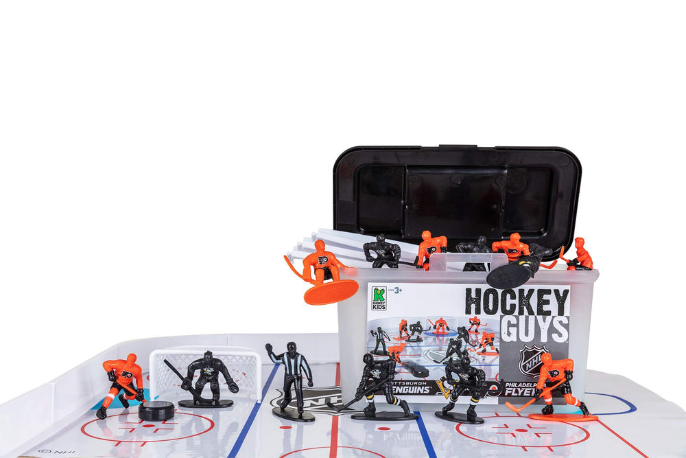 Kaskey Kids NHL Hockey Guys Penguins vs Flyers players spark imaginative play and team spirit.